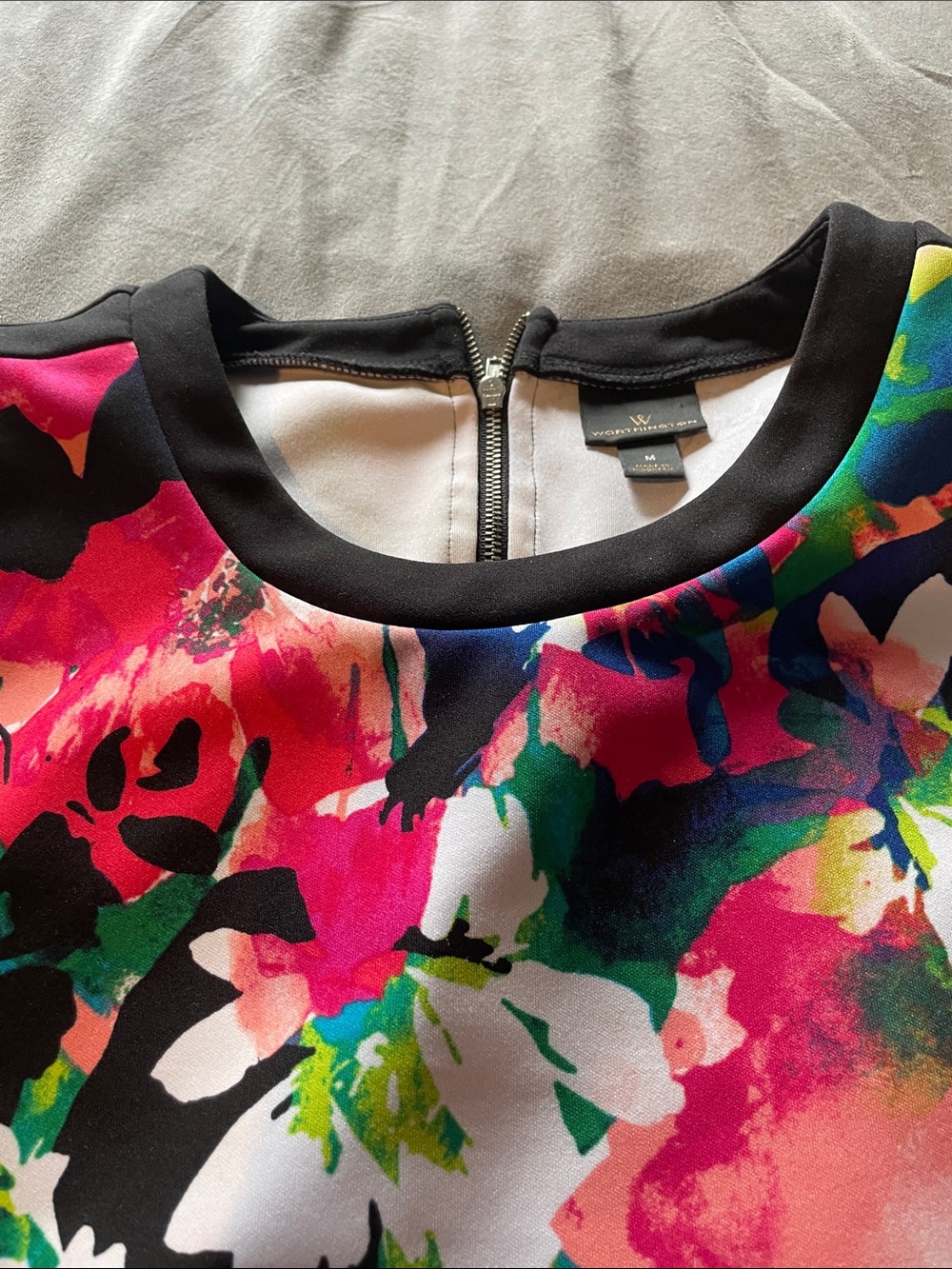 Worthington Floral Print Tank Top - Black, Pink, Green, White - Picture 4 of 8